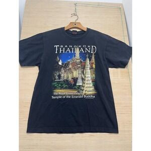 Bangkok Thailand Shirt Mens Large Black Royal Grand Palace Temple Souvenir Tee‎